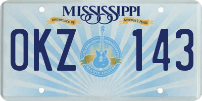 MS license plate OKZ143