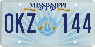 MS license plate OKZ144