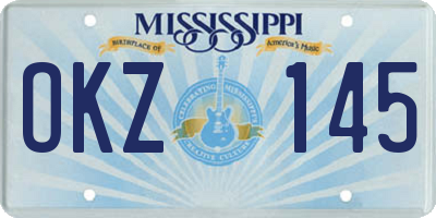 MS license plate OKZ145