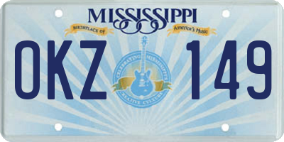 MS license plate OKZ149