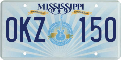 MS license plate OKZ150