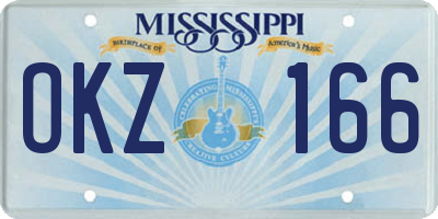 MS license plate OKZ166