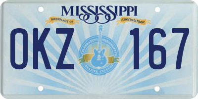 MS license plate OKZ167