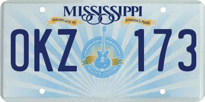 MS license plate OKZ173