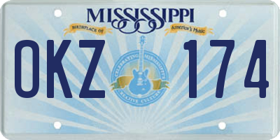 MS license plate OKZ174