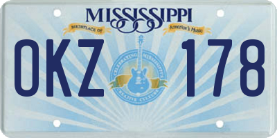 MS license plate OKZ178
