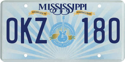 MS license plate OKZ180