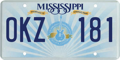 MS license plate OKZ181