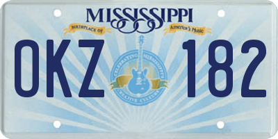 MS license plate OKZ182