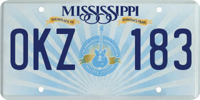 MS license plate OKZ183