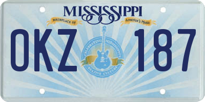 MS license plate OKZ187