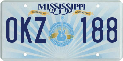 MS license plate OKZ188