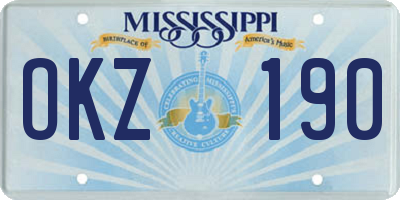 MS license plate OKZ190