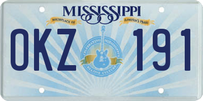 MS license plate OKZ191