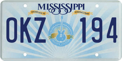 MS license plate OKZ194