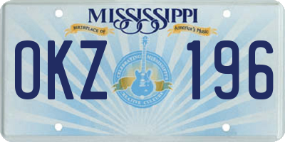 MS license plate OKZ196