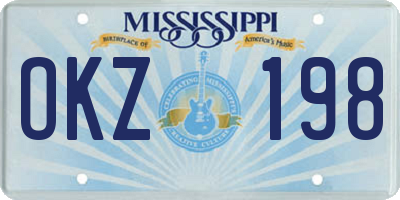 MS license plate OKZ198