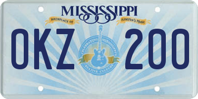 MS license plate OKZ200