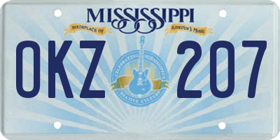 MS license plate OKZ207