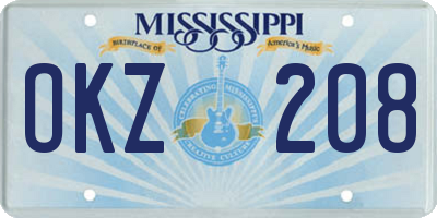 MS license plate OKZ208