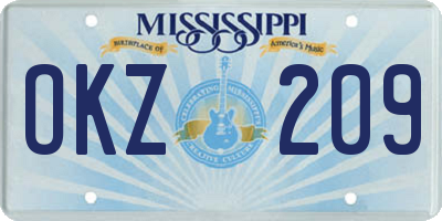 MS license plate OKZ209