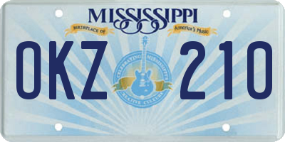 MS license plate OKZ210
