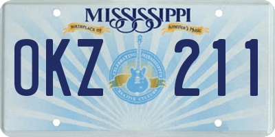 MS license plate OKZ211