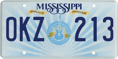 MS license plate OKZ213