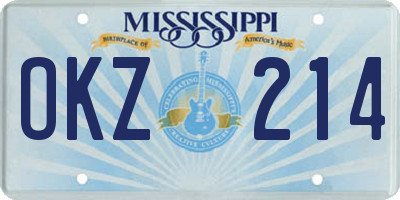 MS license plate OKZ214