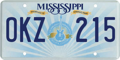MS license plate OKZ215
