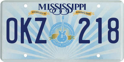 MS license plate OKZ218