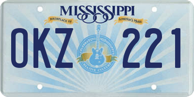 MS license plate OKZ221