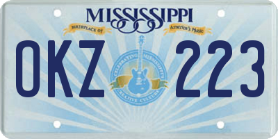 MS license plate OKZ223