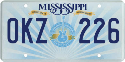 MS license plate OKZ226