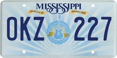 MS license plate OKZ227