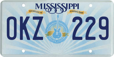 MS license plate OKZ229