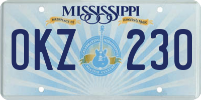 MS license plate OKZ230
