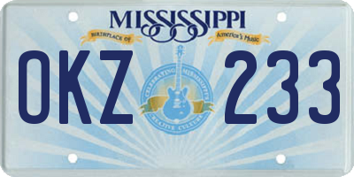 MS license plate OKZ233