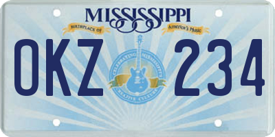 MS license plate OKZ234