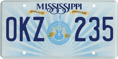 MS license plate OKZ235