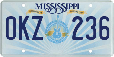 MS license plate OKZ236