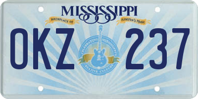 MS license plate OKZ237