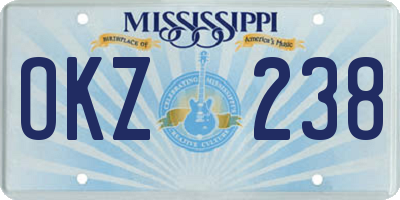 MS license plate OKZ238