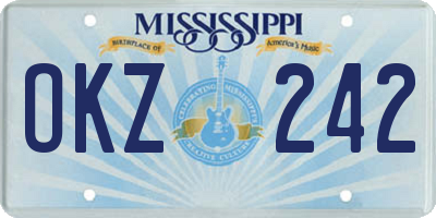 MS license plate OKZ242