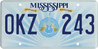 MS license plate OKZ243