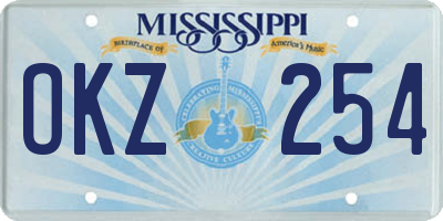 MS license plate OKZ254