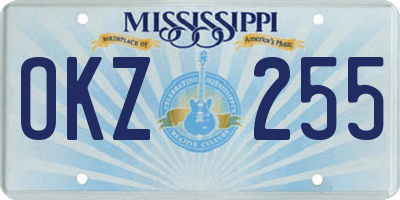 MS license plate OKZ255
