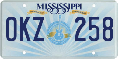 MS license plate OKZ258