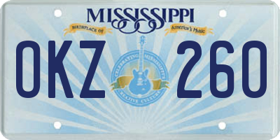 MS license plate OKZ260