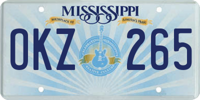 MS license plate OKZ265